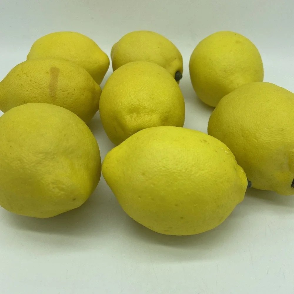 8 Artificial Faux Lemons Fake Fruit Yellow Lemon Home Decor Theater Prop Staging